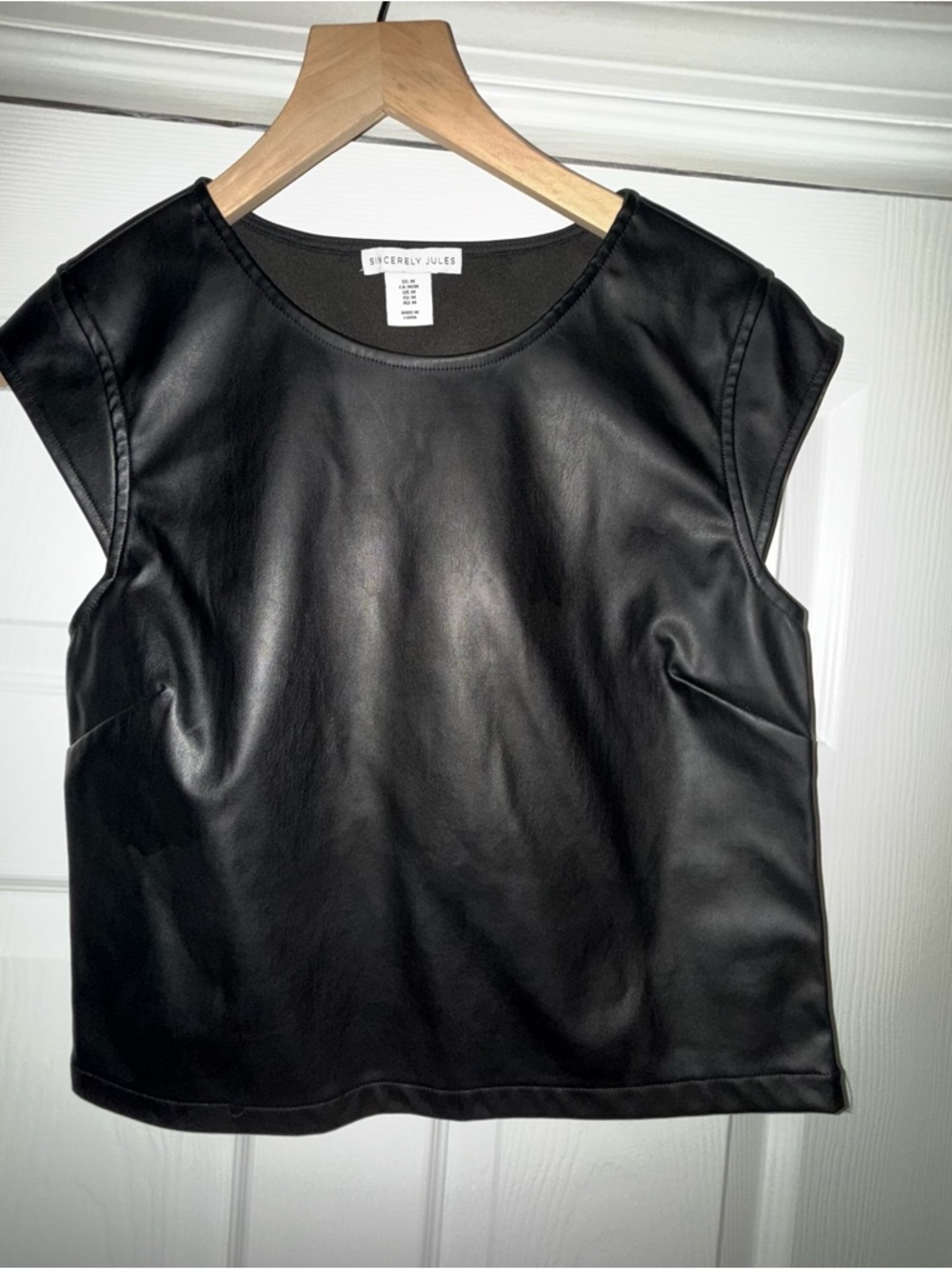 Sincerly Jules Black Faux Leather Tank Top